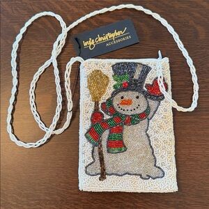 Inge Christopher beaded snowman purse bag. New With Tags.